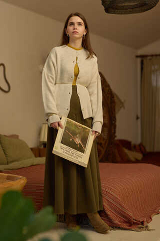 Buttoned Knit Cardigan Ecru - 7