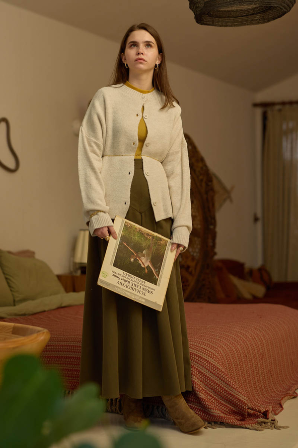 Buttoned Knit Cardigan Ecru - 7