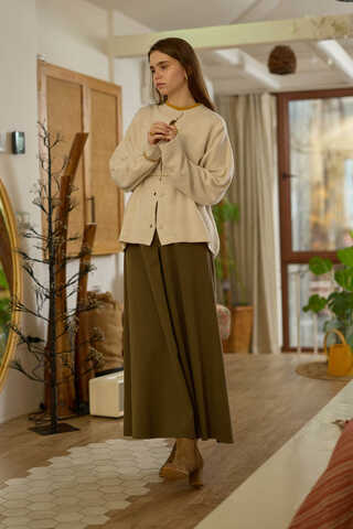 Buttoned Knit Cardigan Ecru - 21