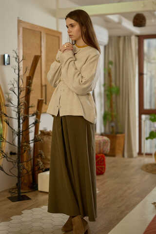 Buttoned Knit Cardigan Ecru - 5