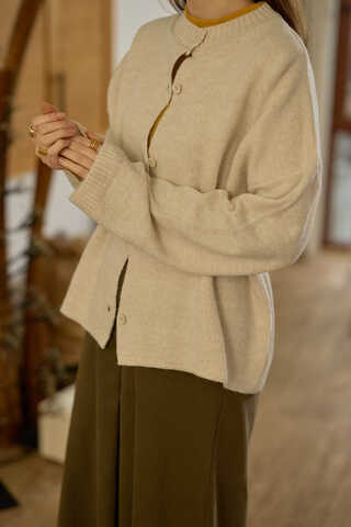 Buttoned Knit Cardigan Ecru - 2