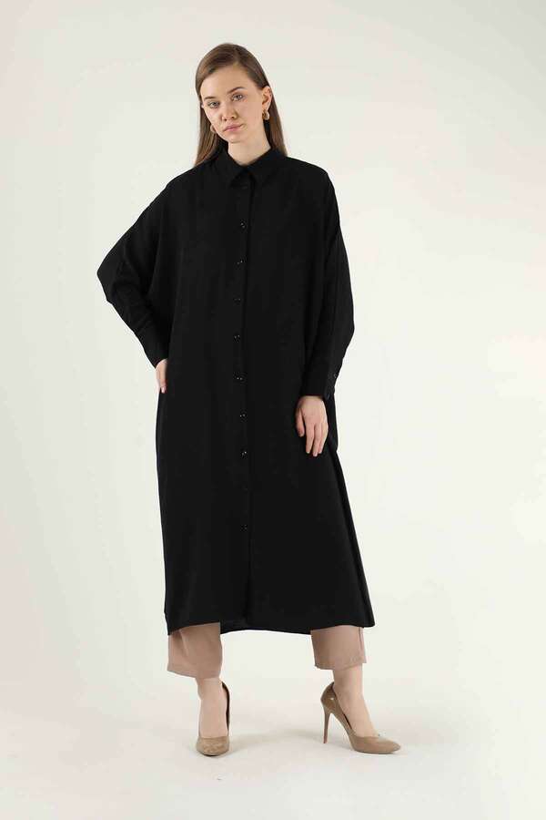 Buttoned Long Shirt Black - 1