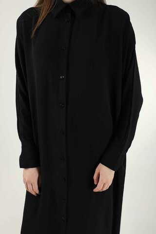 Buttoned Long Shirt Black - 2