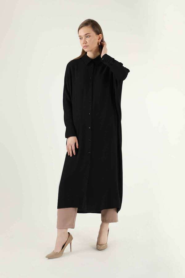 Buttoned Long Shirt Black - 3