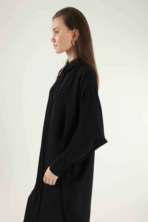 Buttoned Long Shirt Black - 4