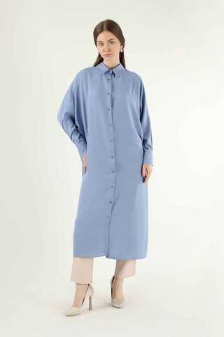Buttoned Long Shirt Blue - 1