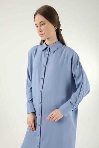 Buttoned Long Shirt Blue - 2