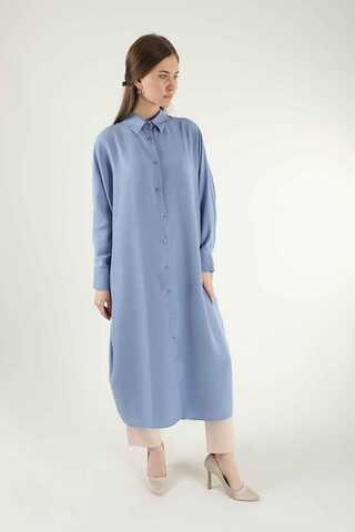 Buttoned Long Shirt Blue - 3