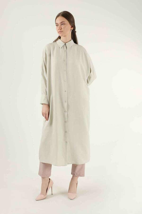 Buttoned Long Shirt Cream - 1