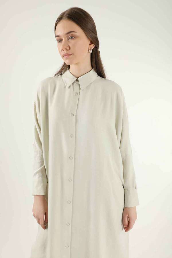 Buttoned Long Shirt Cream - 2
