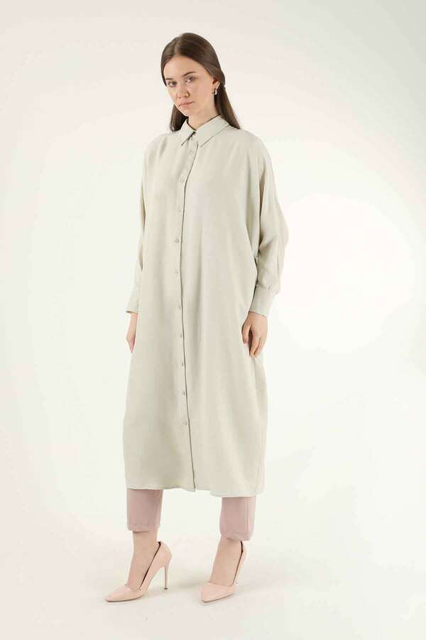 Buttoned Long Shirt Cream - 3