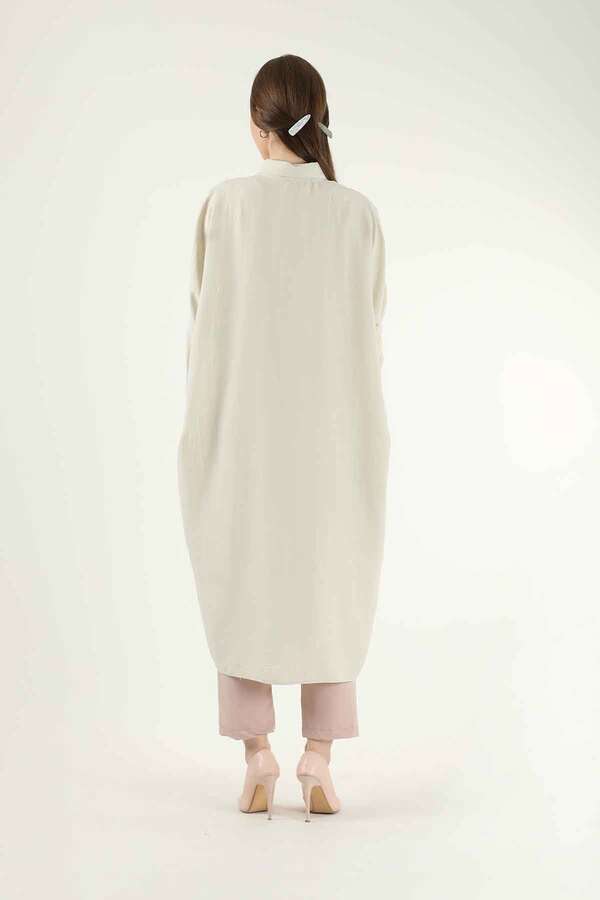 Buttoned Long Shirt Cream - 4