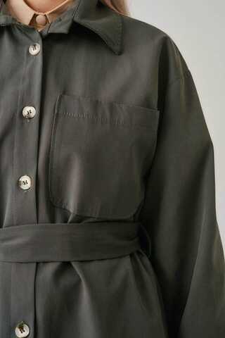 Buttoned Long Trenchcoat Anthracite - 3