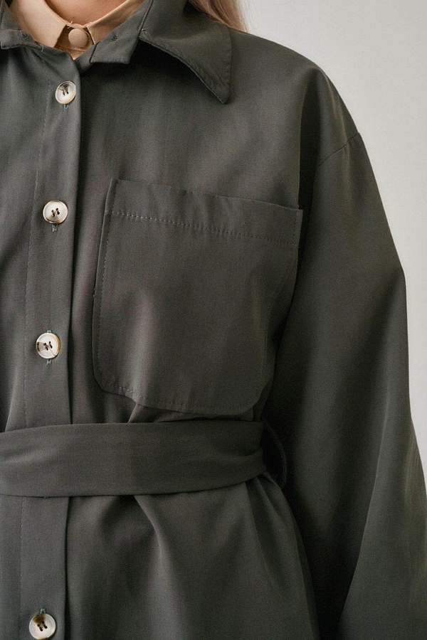 Buttoned Long Trenchcoat Anthracite - 3