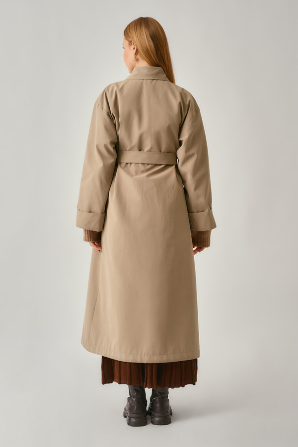 Buttoned Long Trenchcoat Beige - 10