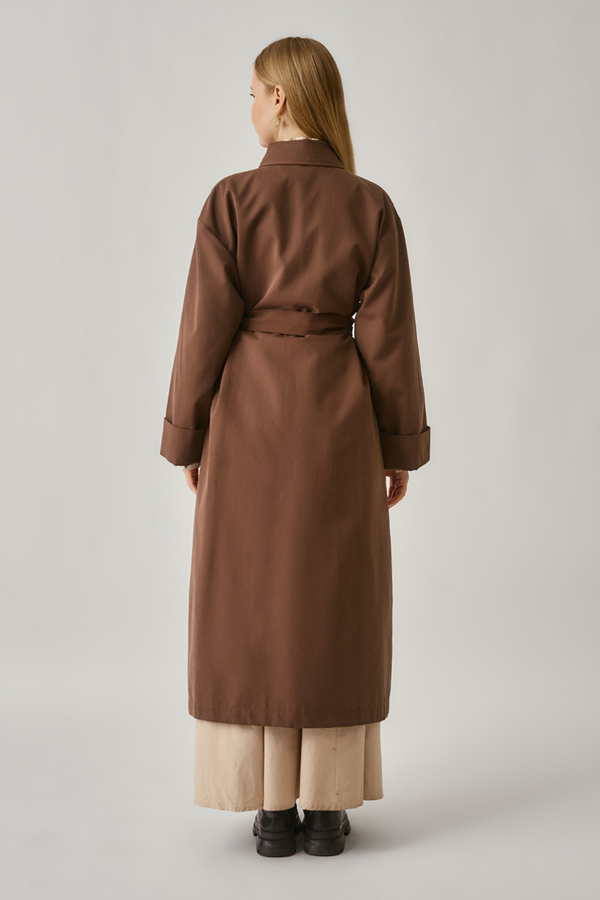 Buttoned Long Trenchcoat Brown - 8