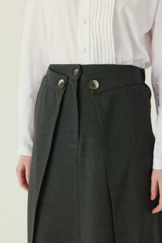 Buttoned Polyviscose Skirt – Anthracite - 3