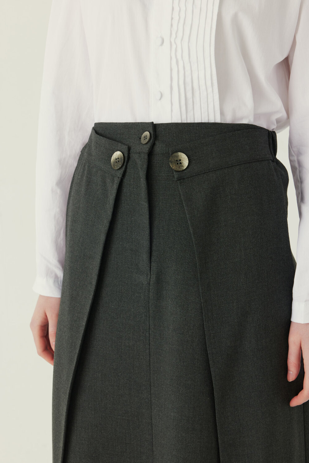 Buttoned Polyviscose Skirt – Anthracite - 3