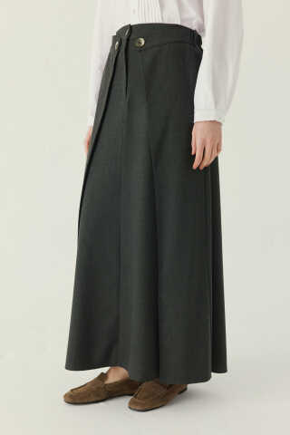 Buttoned Polyviscose Skirt – Anthracite - 2