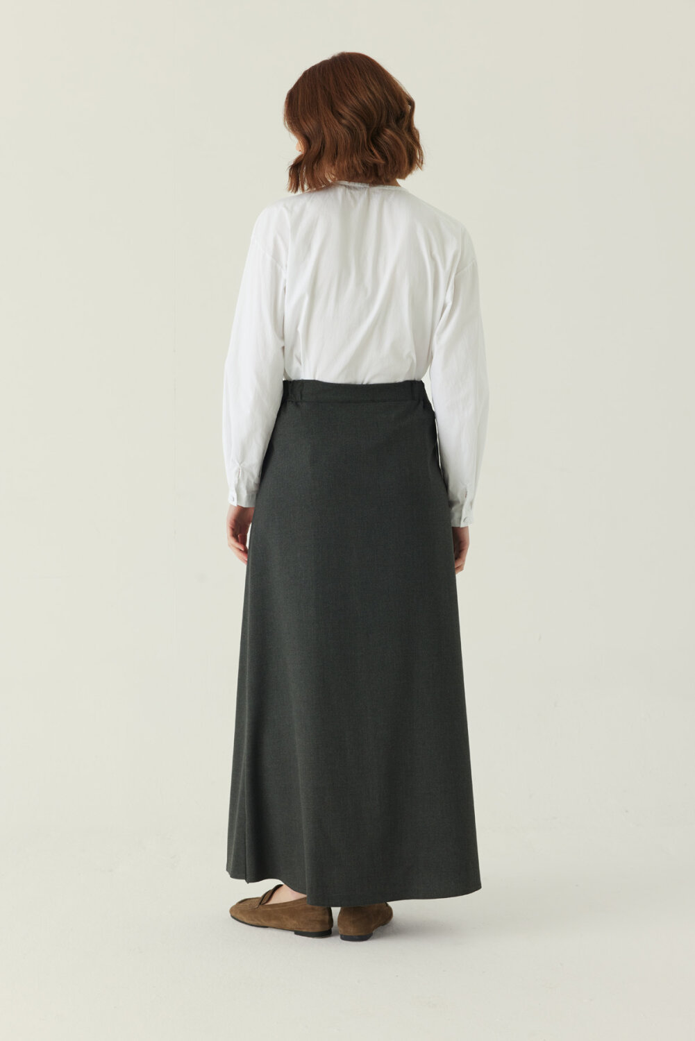 Buttoned Polyviscose Skirt – Anthracite - 4