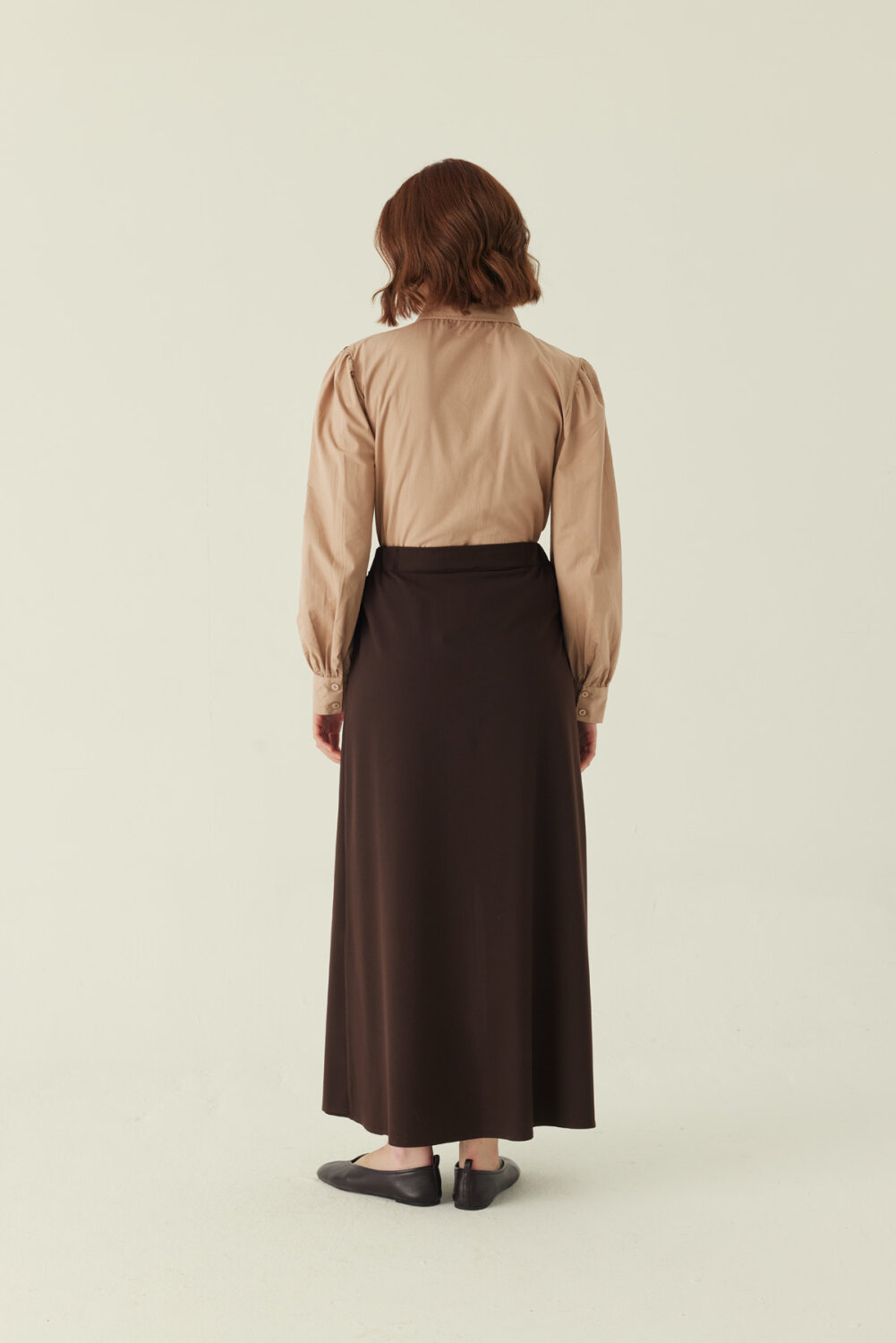 Buttoned Polyviscose Skirt – Dark Brown - 2