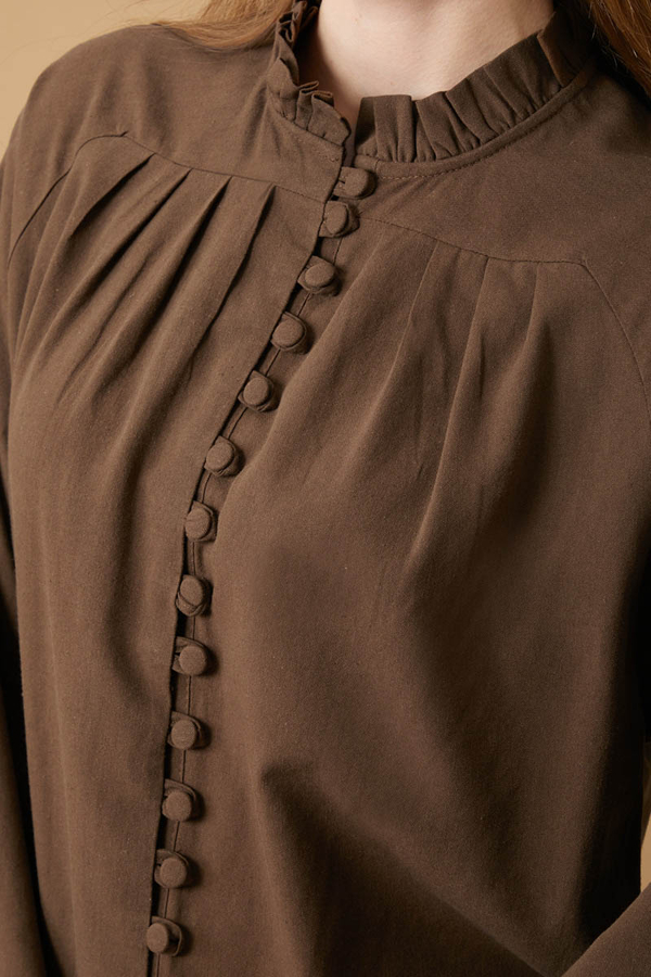 Buttoned Ruffle Set Brown - 6