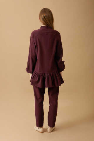 Buttoned Ruffle Set Burgundy - 7