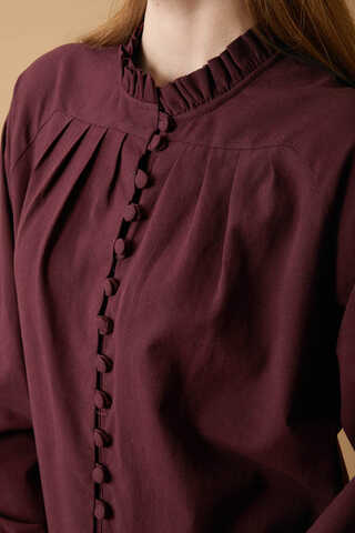 Buttoned Ruffle Set Burgundy - 4
