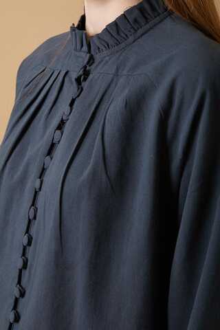 Buttoned Ruffle Set Navy Blue - 6