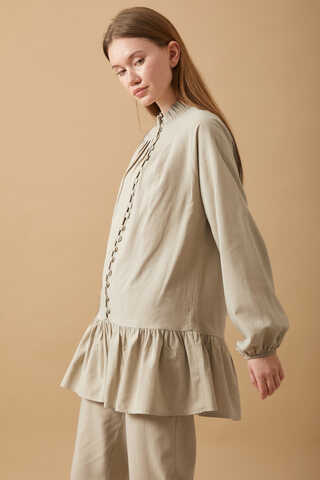 Buttoned Ruffle Set Stone - 3