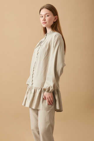 Buttoned Ruffle Set Stone - 4