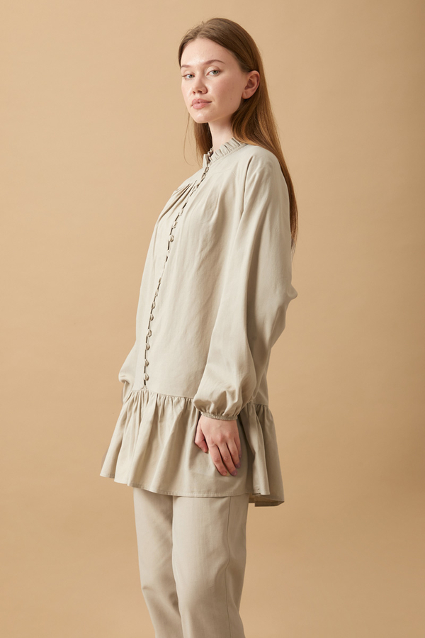 Buttoned Ruffle Set Stone - 4