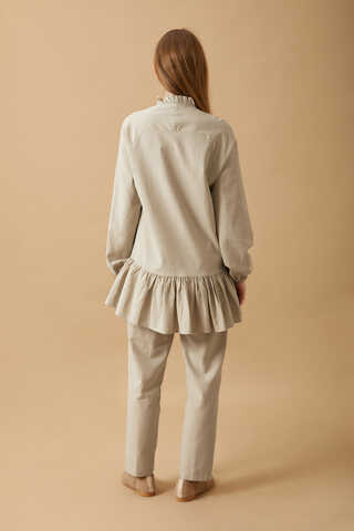 Buttoned Ruffle Set Stone - 6