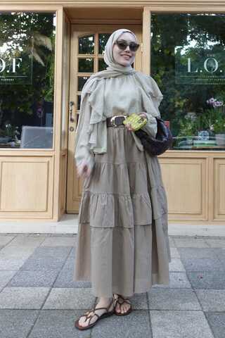 Büzgü Parça Detaylı Etek Taş - 1