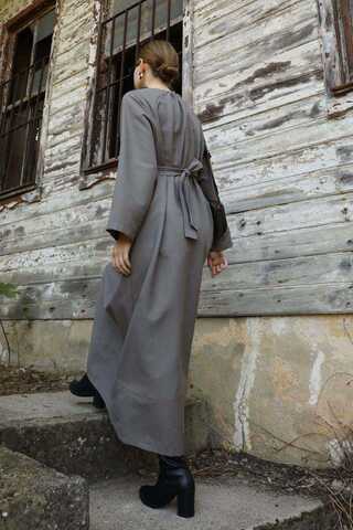 Büzgü Yaka Elbise Antrasit - 9