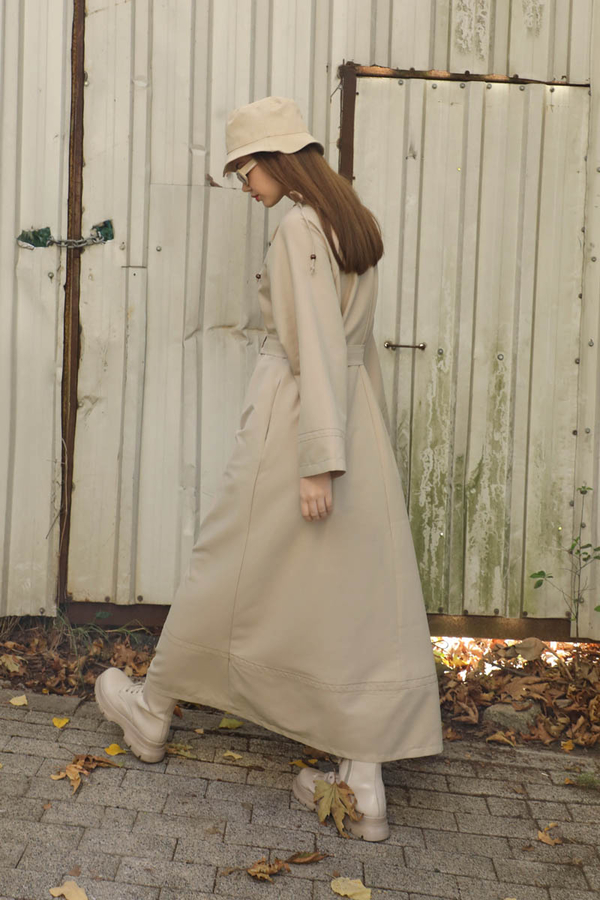 Büzgü Yaka Elbise Krem - 10