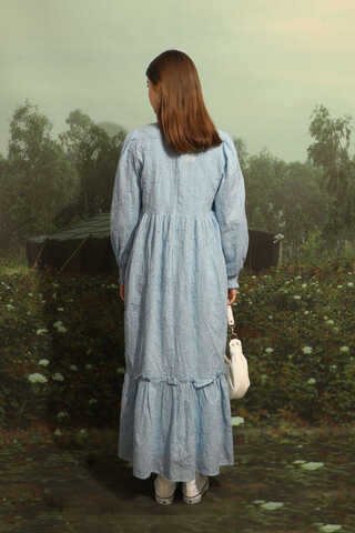 Büzgülü Brode Elbise Bebe Mavisi - 10