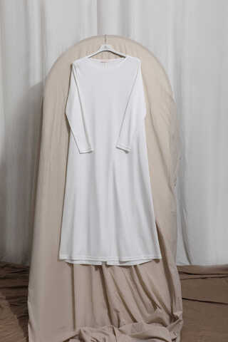 Büzgülü Brode Elbise Krem - 11