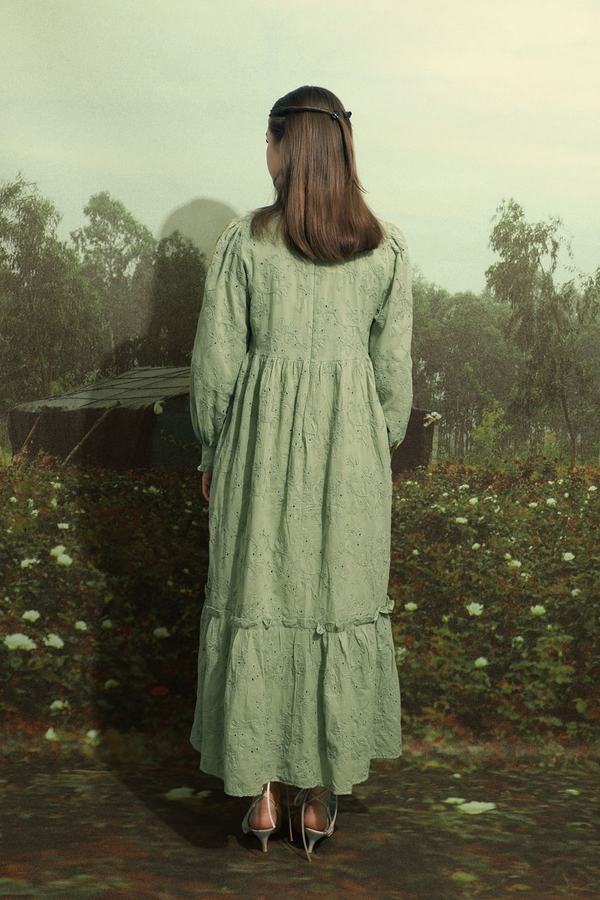 Büzgülü Brode Elbise Mint - 11