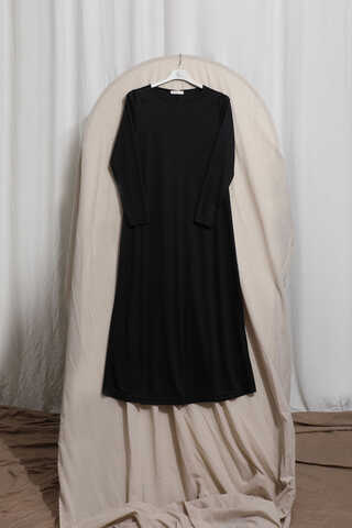 Büzgülü Brode Elbise Siyah - 11