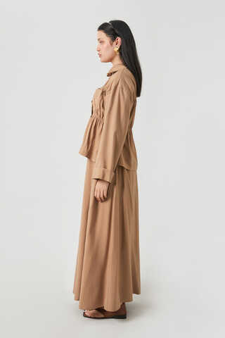 Büzgülü Etek Takım Açık Taba - 14