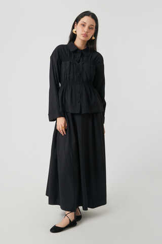 Büzgülü Etek Takım Siyah - 12