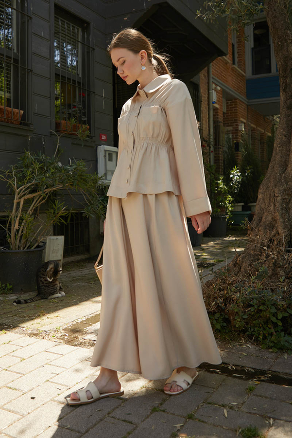 Gathered Skirt Set Stone - 5