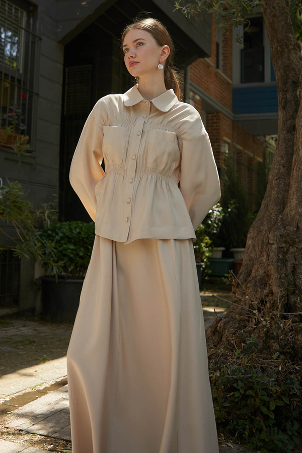 Gathered Skirt Set Stone - 3