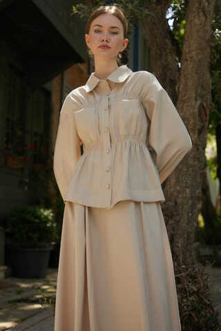 Gathered Skirt Set Stone - 1