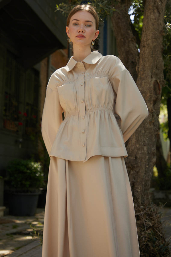 Gathered Skirt Set Stone 