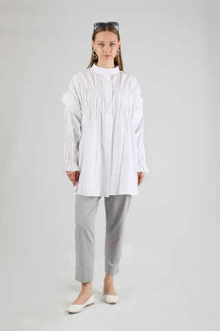 Büzgülü Gömlek Beyaz - 1