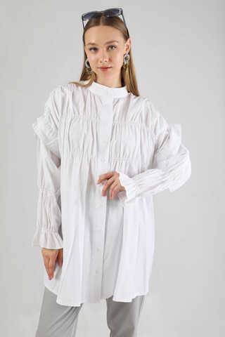 Büzgülü Gömlek Beyaz - 2