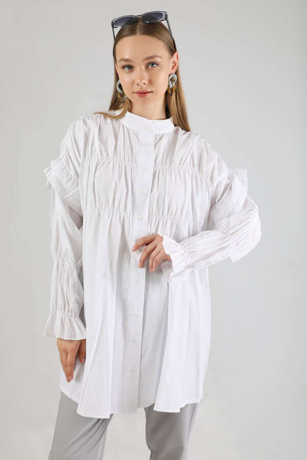 Büzgülü Gömlek Beyaz - 2