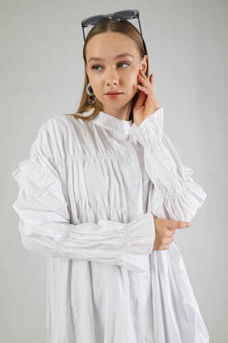 Büzgülü Gömlek Beyaz - 3